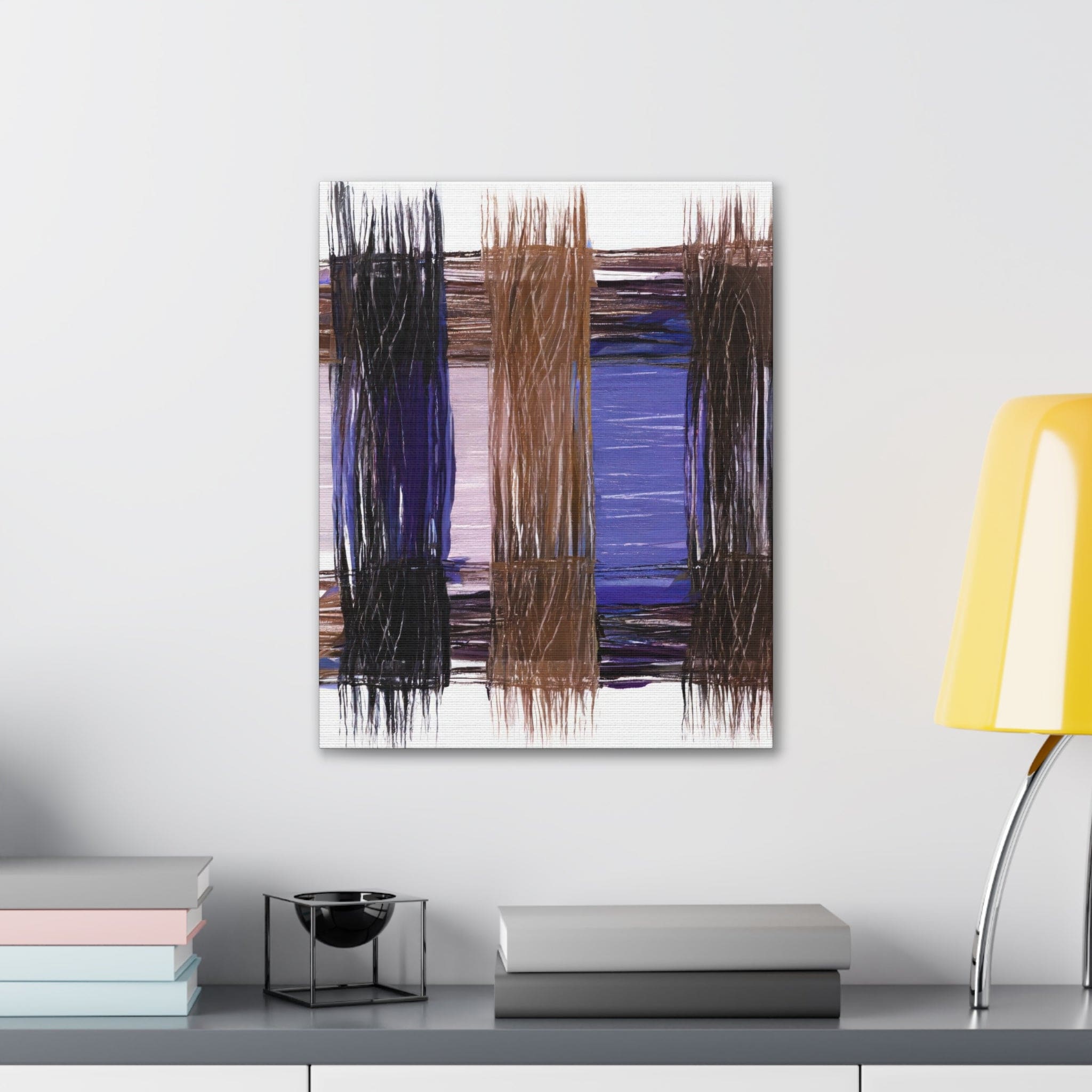 Wall Art Decor - Canvas Print Artwork - Rustic Brown Black Mauve - Boxed In